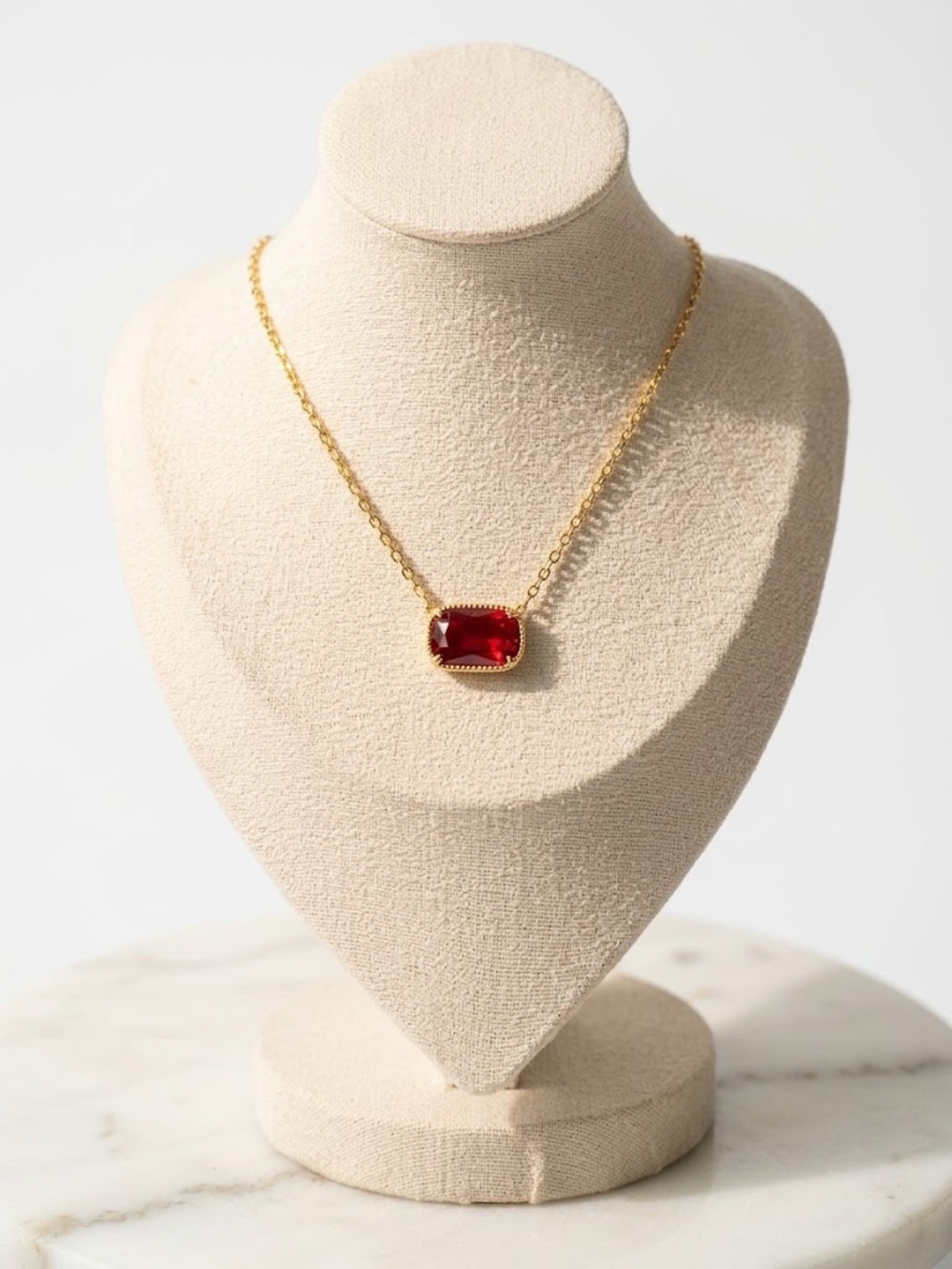 Valentina Red Crystal Drop Necklace